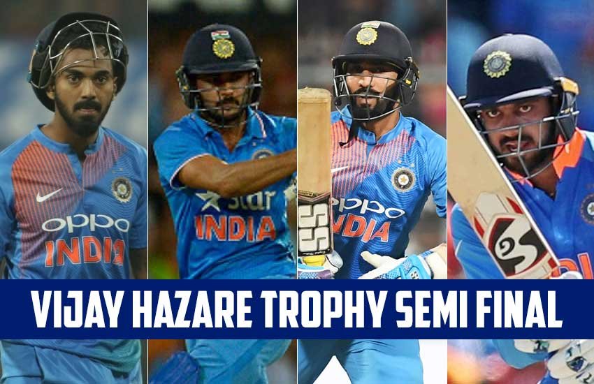 Vijay Hazare Trophy Semi-Final Live Cricket score: केएल राहुल, मनीष पांडे, दिनेश कार्तिक और विजय शंकर।