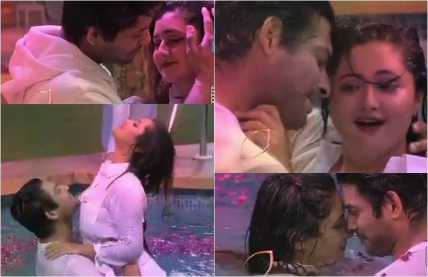 Bigg Boss 13, Sidharth Shukla, Rashmi Desai, Bigg Boss 13 Reality Show, Rashmi and Siddharth Shukla Hot Chemistry, Rashmi and Siddharth in the BB13 house, Rashmi Siddharth from bed room to swimming pool, sizzling romance sequence rashmi siddharth, entertainment news, bollywood news, television news, jansatta bollywood news