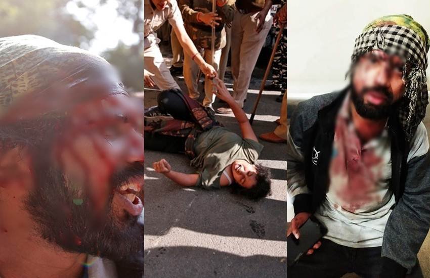 जेएनयू में सोमवार को विरोध प्रदर्शन कर रहे छात्रों पर पुलिस ने लाठियां बरसाईं। (फोटो सोर्स: Agency)  जेएनयू में सोमवार को विरोध प्रदर्शन कर रहे छात्रों पर पुलिस ने लाठियां बरसाईं। (फोटो सोर्स: Agency)