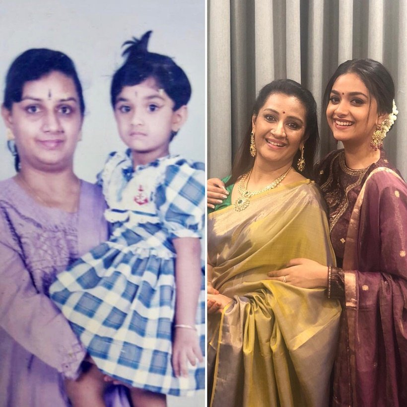 अभिनेत्री कीर्ति सुरेश अपनी मां मेनिका सुरेश के साथ। (Photo: Keerthy Suresh/Instagram)