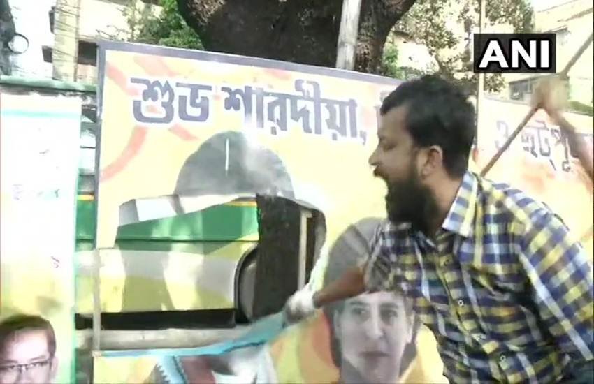 बीजेपी ने शनिवार (16 नवंबर) को कांग्रेस और राहुल गांधी के खिलाफ विरोध प्रदर्शन किया। (फोटो क्रेडिट/ANI Twitter Handle) 