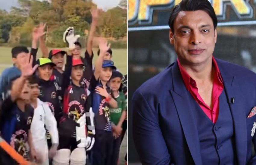 पाकिस्तानी बच्चों के साथ पूर्व क्रिकेटर शोएब अख्तर।