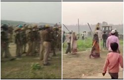 UP: जमीन के मुआवजे को लेकर भड़क उठे किसान, जमकर मचाया उपद्रव, तोड़ डाली JCB-बस समेत कई गाड़ियां