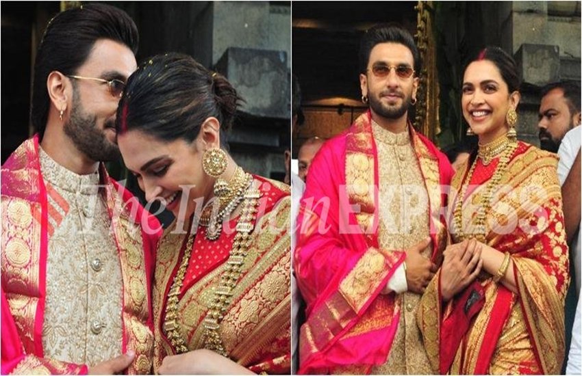 दीपिका पादुकोण (Deepika Padukone) और रणवीर सिंह (Ranveer Singh) की शादी को एक साल हो गए हैं। 14 नवंबर 2018 को इटली के लेक कोमो में वैवाहिक जीवन में बंधने वाला बॉलीवुड का यह पावरकपल अपनी शादी की पहली सालगिरह पर तिरुपति मंदिर में दर्शन को पहुंचा। तमिलनाडु के इस विश्वप्रसिद्ध मंदिर में दीपिका और रणवीर ने भगवान का वंदन कर उनका आशीर्वाद प्राप्त किया। मंदिर में दर्शन के दौरान दीपिका और रणवीर बिल्कुल नए शादीशुदा जोड़े की तरह सजधज कर पहुंचे थे। जहां रणवीर ने सुनहरे कुर्ते पायजामे में दिखे तो वहीं दीपिका भी लाल जोड़े में नजर आईं। देखें तस्वीरे: