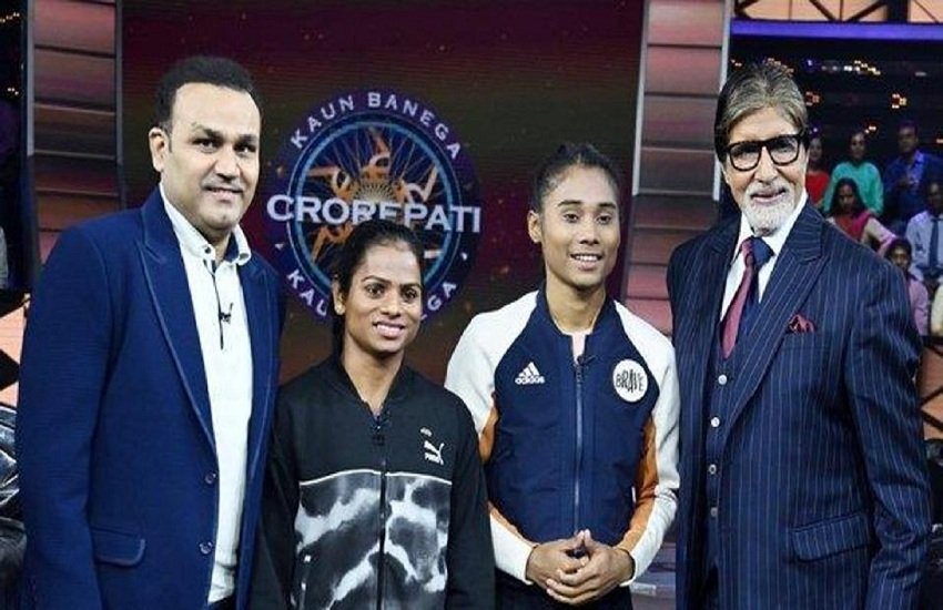 KBC: वीरेंद्र सहवाग, दुती चंद, हिमा दास और अमिताभ बच्चन की तस्वीर