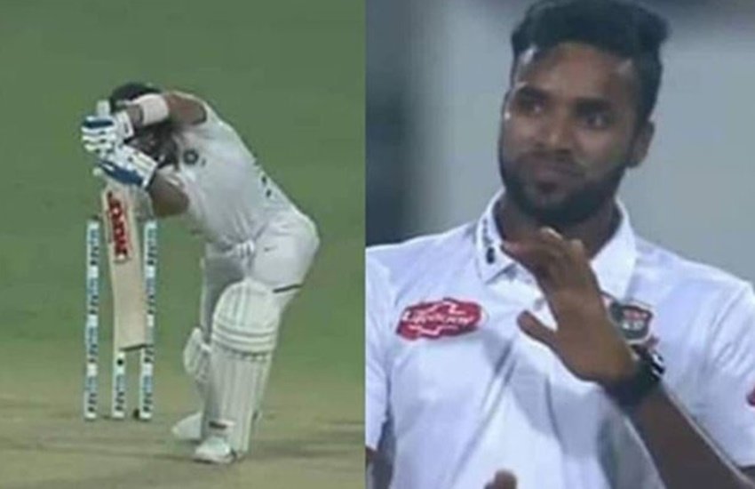 विराट कोहली और बांग्लादेशी तेज गेंदबाज इबादत हुसैन। (फोटो सोर्स- ट्विटर वीडियो)