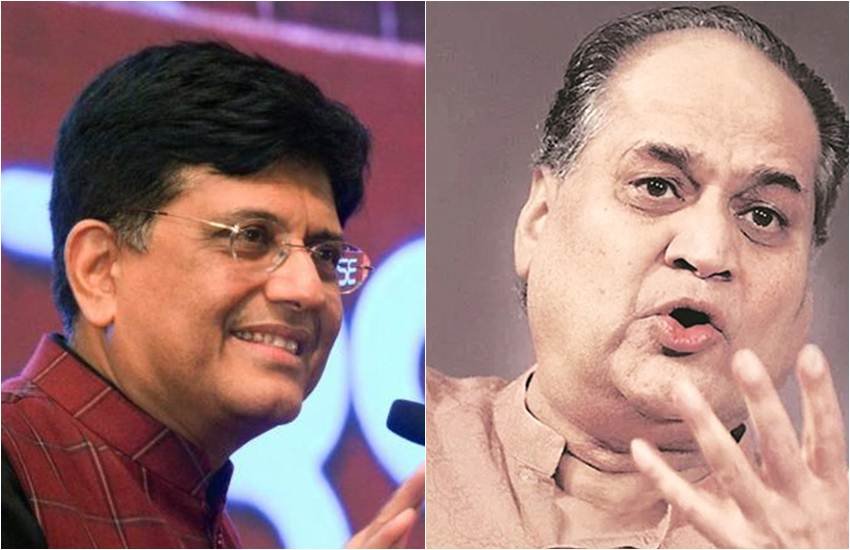 वाणिज्य एवं रेल मंत्री पीयूष गोयल और उद्योगपति राहुल बजाज। (फाइल फोटो: द इंडियन एक्सप्रेस)