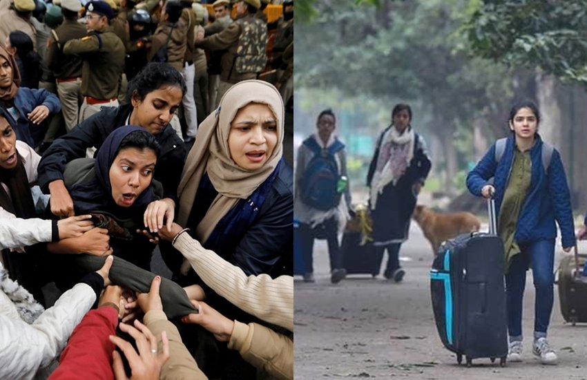 नागरिकता कानून के विरोध में जामिया मिल्लिया इस्लामिया विश्वविद्यालय के छात्रों ने प्रदर्शन किया। छात्रों और पुलिस के बीच झड़प भी हुई। पुलिस ने छात्रों पर लाठी चार्ज किया और दर्जनों छात्रों को हिरासत में लिया। बाद में हिरासत में लिये छात्रों को रिहा कर दिया गया। तनाव को देखते हुए विश्वविद्यालय 5 जनवरी तक के लिए बंद कर दिया गया है। छात्र हॉस्टल खाली कर अपने घर जा रहे हैं। सोशल मीडिया में हॉस्टल छोड़कर घर जाते छात्र-छात्राओं की तस्वीरें वायरल हो रही हैं।
