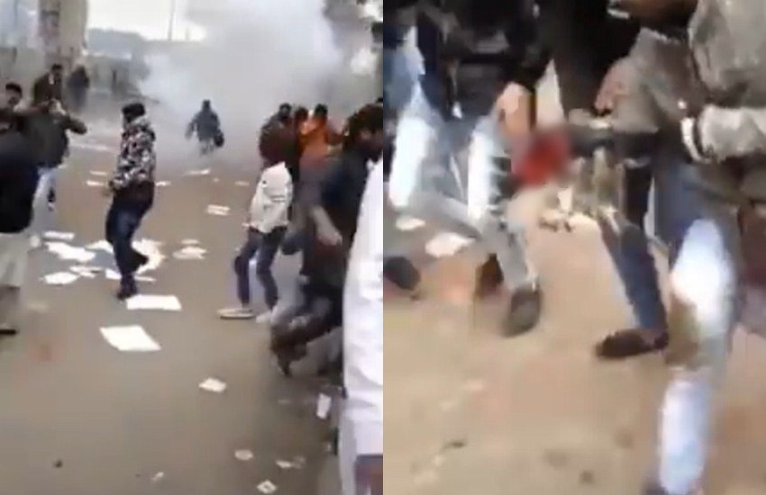 CAA के विरोध में सड़क पर उतरे एक शख्स ने पुलिस पर पेट्रोल बम फेंका लेकिन वह उसी के हाथ में फट गया।