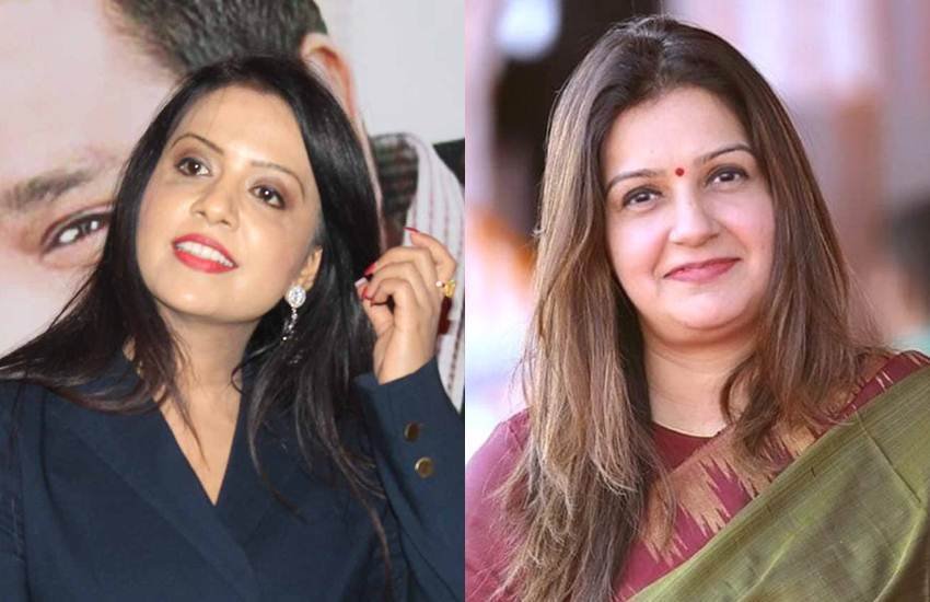 देवेंद्र फडणवीस की पत्नी अमृता फडणवीस और शिवसेना नेता प्रियंका चतुर्वेदी। 