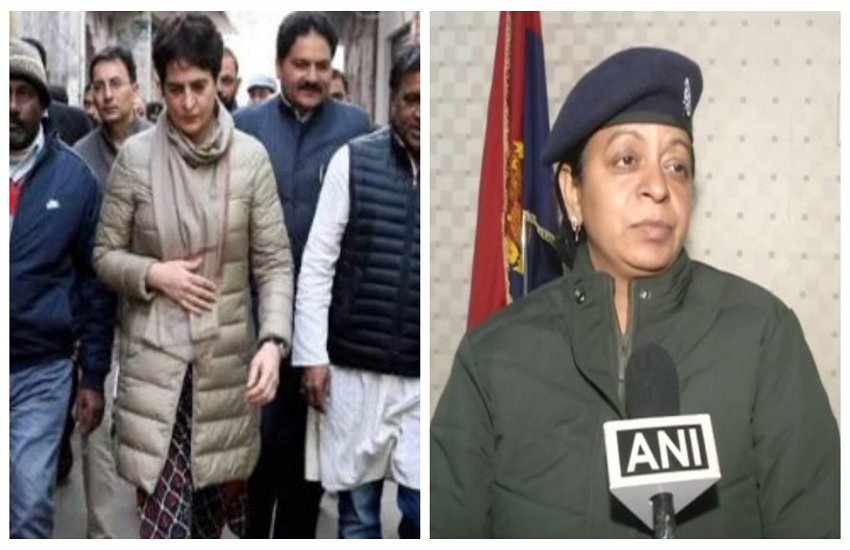 कांग्रेस महासचिव प्रियंका गांधी, सीओ अर्चना सिंह, फोटो सोर्स- ANI