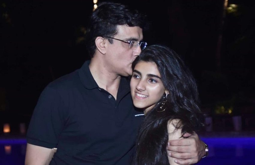 बेटी सना गांगुली के साथ सौरव गांगुली।