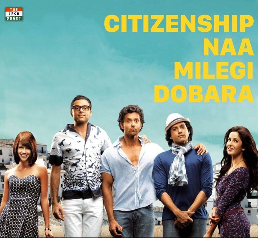 जोया अख्तर की फिल्म जिंदगी ना मिलेगी दोबारा से जिंदगी की जगह सिटिजनशिप लिख दिया गया है।