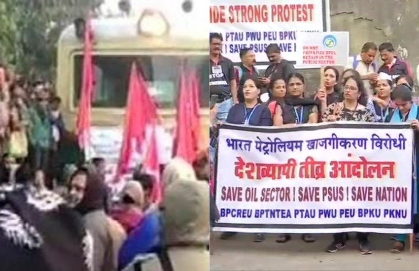 पश्चिम बंगाल और मुंबई में केंद्र सरकार का विरोध जताते प्रदर्शनकारी। (Photo: ANI)