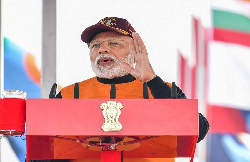 राष्ट्रीय कैडेट कोर (एनसीसी) के वार्षिक समारोह को संबोधित करते नरेंद्र मोदी। (Photo: PTI)