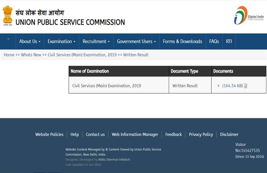 UPSC Civil Service Mains Result