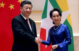 Chinese President Xi and Myanmar State Counsellor Aung San