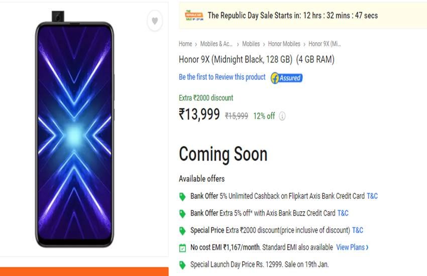 Honor 9X Sale, Flipkart