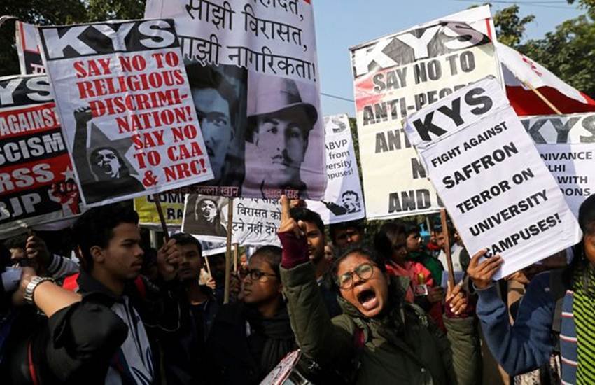 Protest against attacks on students of Jawaharlal Nehru University, in New Delhi