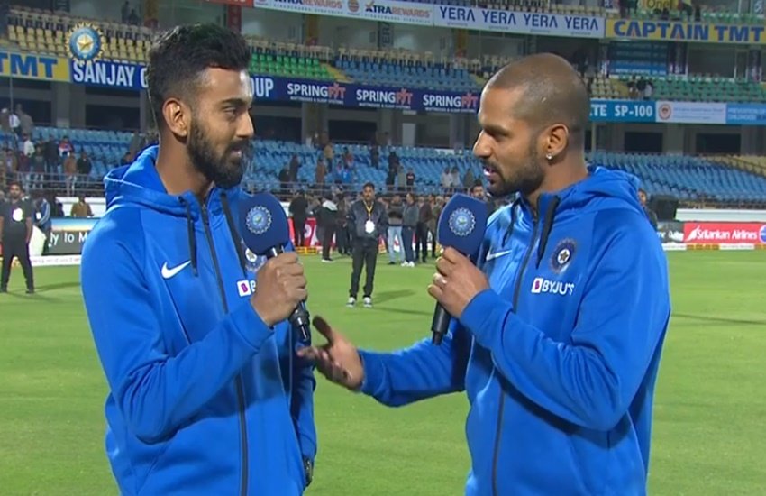 केएल राहुल और शिखर धवन। (फोटो सोर्स- स्क्रीनशॉट)