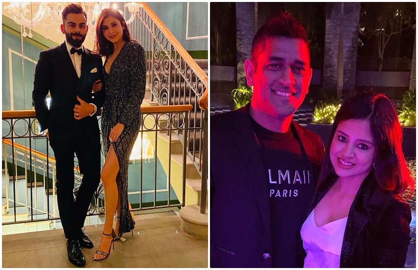 virat and anushka and ms dhoni and sakshi dhoni