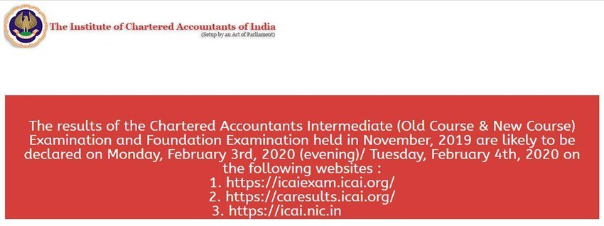 कैसे चेक करें रिजल्ट: सबसे पहले ICAI की वेबसाइट icai.nic.in पर जाएं। उसके बाद CA Intermediate/ Foundation Result 2019 परिणाम लिंक पर क्लिक करना होगा।