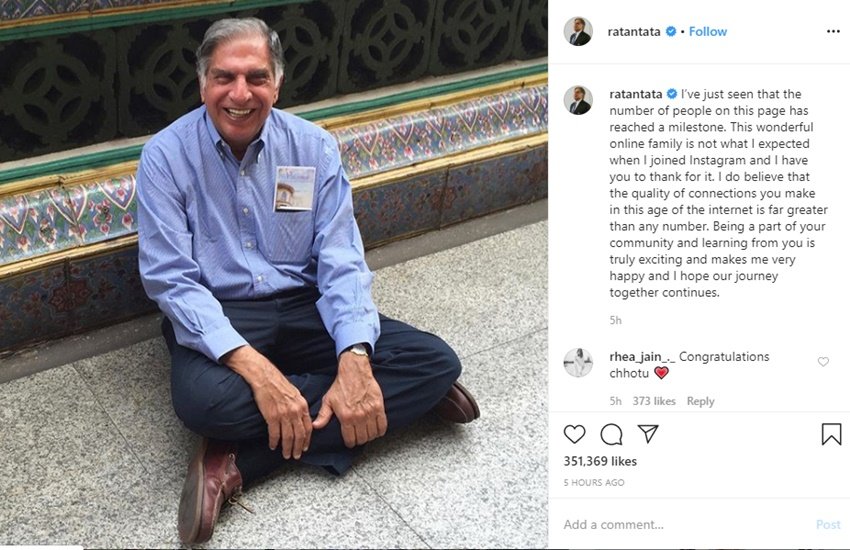 Ratan Tata on Instagram