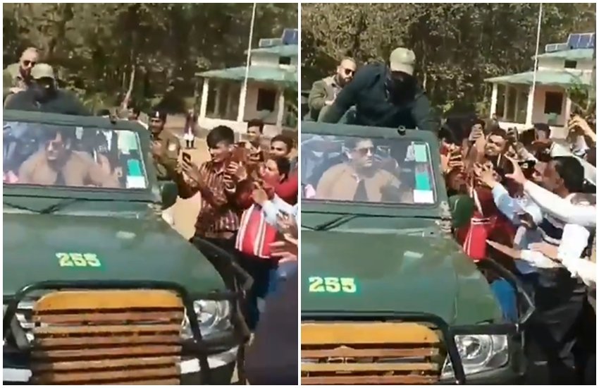 महेंद्र सिंह धोनी को देखने के बाद फैंस उनके साथ सेल्फी लेने के लिए पागल हो उठे।