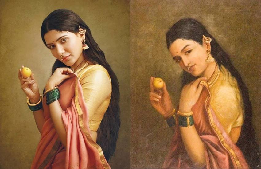 samantha akkineni, shruti haasan, aishwarya rajessh, ramya krishnan, ravi varma painting, naam, g venketram photographer, g ventetram calendar, calender 2020, suhasini maniratnam