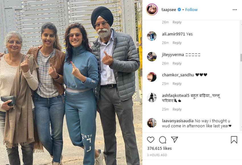 taapsee pannu, Delhi assembly elections, delhi elections, thappad, taapsee pannu casts vote, Taapsee pannu family, taapsee pannu movie, taapsee pannu boyfriend, taapsee pannu image, thappad trailer, thappad movie, thappad release date