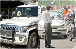 कार चला रहा था युवक, यूपी पुलिस ने हेलमेट नहीं पहनने पर काट दिया चालान