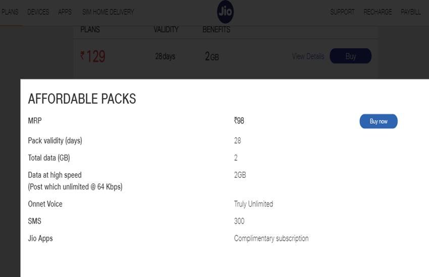 Reliance Jio Recharge Plan
