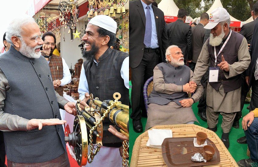 दिल्ली में राजपथ पर लगे हुनर हाट में मौजूद लोगों की खुशी का ठिकाना तब नहीं रहा जब उन्होंने अचानक अपने बीच देश के प्रधानमंत्री नरेंद्र मोदी को देख लिया। जी हां, बुधवार 19 फरवरी को पीएम मोदी अचानक हुनर हाट पहुंच गए। यहां जाने का पीएम मोदी का कोई पहले से तय कार्यक्रम नहीं था। हुनर हाट में मौजूद अल्पसंख्यक कार्य मंत्री मुख्तार अब्बास नकवी को भी इसकी जानकरी 10 मिनट पहले दी गई। पीएम मोदी यहां करीब 50 मिनट तक रुके। पीएम ने अपने इस दौरे की तस्वीरें सोशल मीडिया में शेयर भी की हैं।