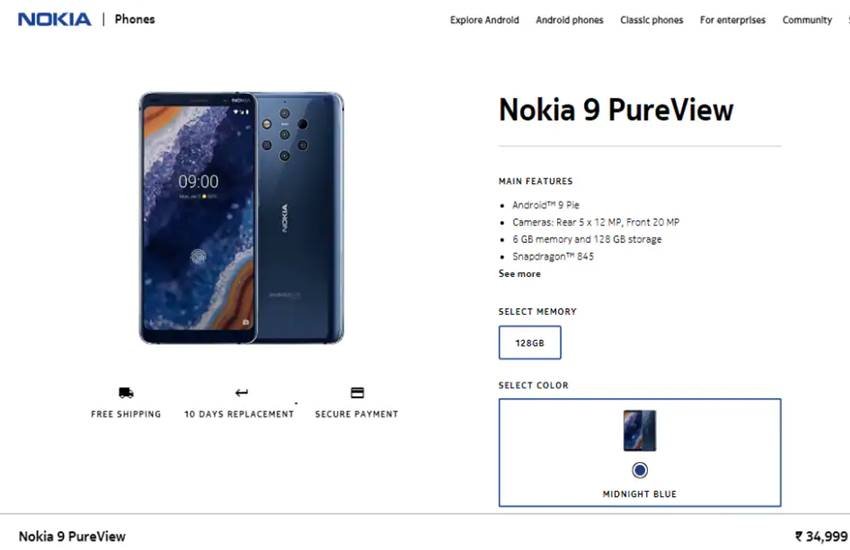 Nokia 9 PureView Price in India