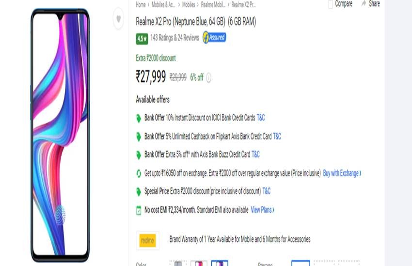 Realme X2 Pro, flipkart offers