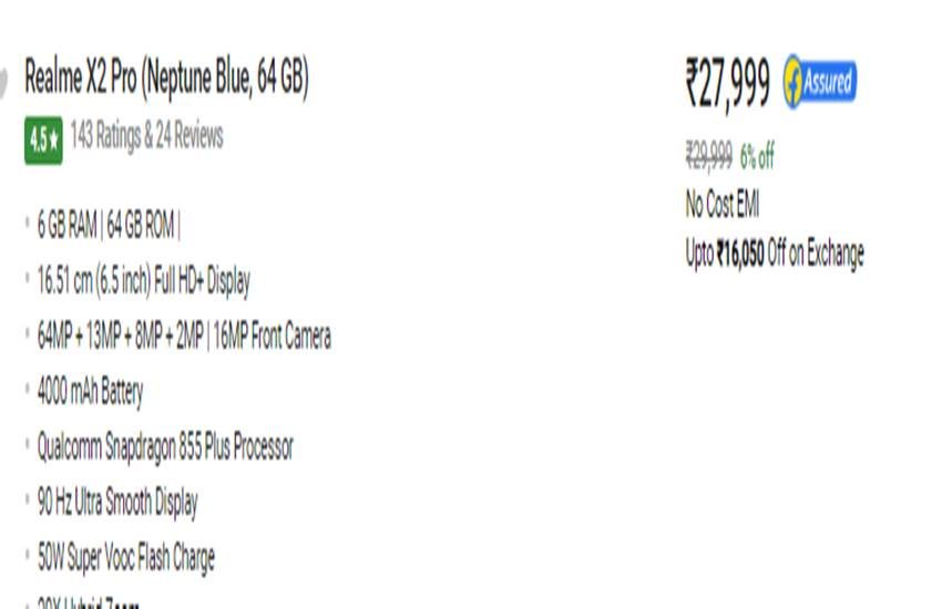 Realme X2 Pro, flipkart offers