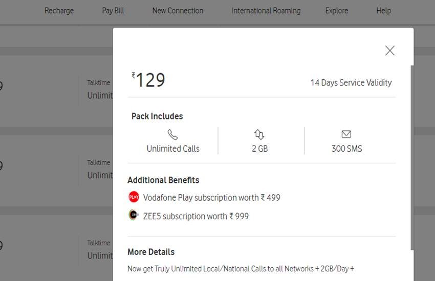 Vodafone Recharge Plan