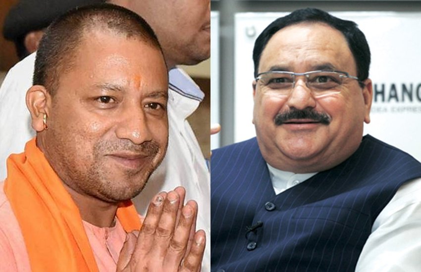 उत्तर प्रदेश के मुख्यमंत्री योगी आदित्यनाथ और भाजपा अध्यक्ष जे पी नड्डा। 