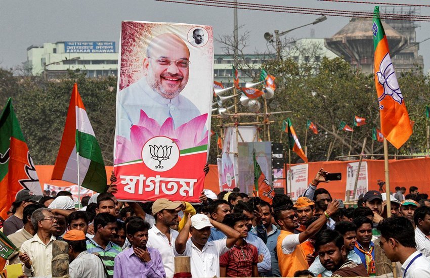 अमित शाह के कोलकाता दौरे 'गोली मारो' के नारे लगे थे। (AP Photo)