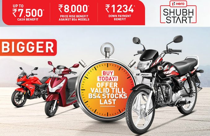 Hero MotoCorp डिस्काउंट ऑफर: महज 1,234 रुपये देकर घर लाएं Splendor और Passion जैसी बाइक्स, होगी पूरे 20,500 रुपये तक की बचत! जानें ऑफर