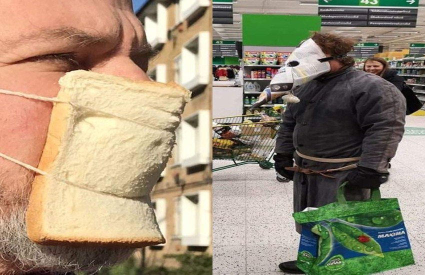 Coronavirus: दुनिया भर में कोरोना वायरस के संक्रमण से त्राहिमाम मचा हुआ है। 100 से ज्यादा देश इस खतरनाक वायरस की चपेट में हैं। भारत में अब तक 3 लोगों की कोरोना वायरस के कारण मौत हो चुकी है। कोरोना से बचने के लिए मास्क पहनने की सलाह दी जा रही है। इन्हीं सबके बीच मास्क लगाए कुछ लोगों की तस्वीरें वायरल हो रही हैं। इन लोगों को देख किसी की भी हंसी छूट जाएगी। आप भी देखें: