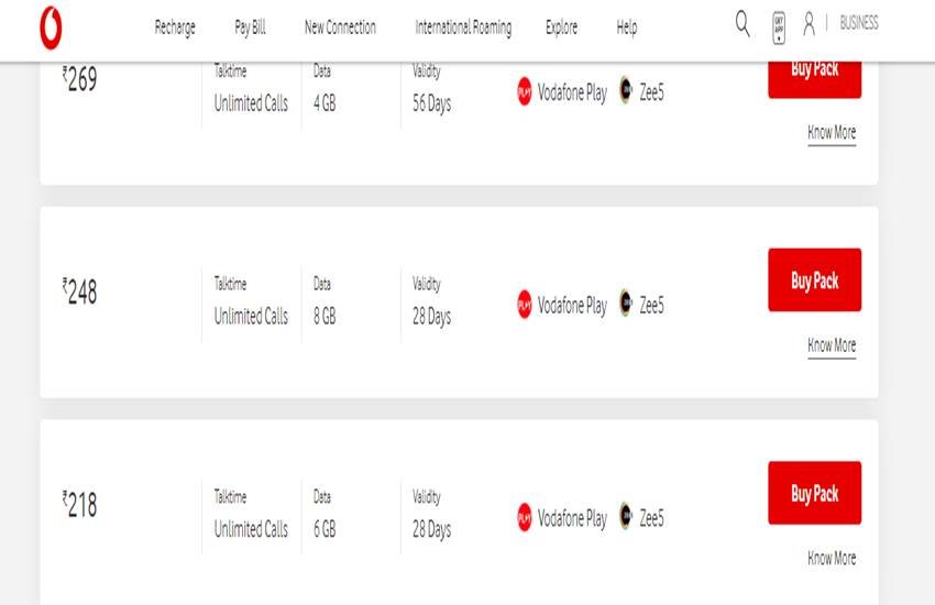 Vodafone Recharge Plans
