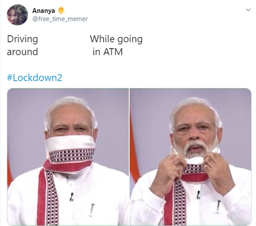 पीएम संबोधन में गमछे को मास्क की तरह इस्तेमाल करते दिखे।