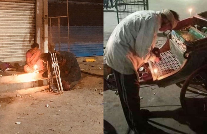 कोरोना वायरस (Coronavirus) संकट से निपटने में देश के 'सामूहिक संकल्प और एकजुटता' को प्रदर्शित करने के लिए प्रधानमंत्री नरेंद्र मोदी की अपील पर 5 अप्रैल को रात नौ बजे नौ मिनट तक करोड़ों देशवासियों ने अपने घरों की बत्ती बुझा दी और दीये, मोमबत्ती तथा मोबाइल फोन की फ्लैशलाइट जलाई। पीएम की अपील के साथ लगभग पूरा देश एक सुर में खड़ा दिखा। रविवार रात की कुछ तस्वीरें सोशल मीडिया में वायरल हो रही हैं जिनमें बेघरों ने भी अपने 'घरों' में उम्मीद का दीया जला पीएम की अपील का समर्थन किया। (All Photos: Social Media)