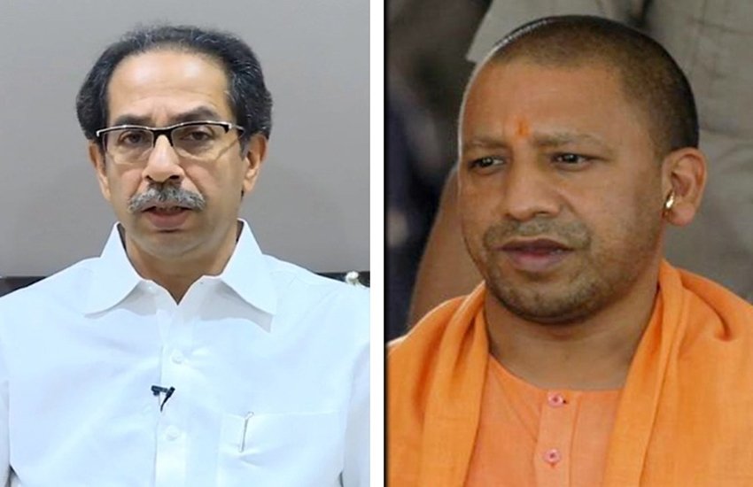 महाराष्ट्र के मुख्यमंत्री उद्धव ठाकरे और उत्तर प्रदेश के सीएम योगी आदित्यनाथ। 