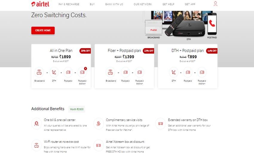 Airtel Home Plans