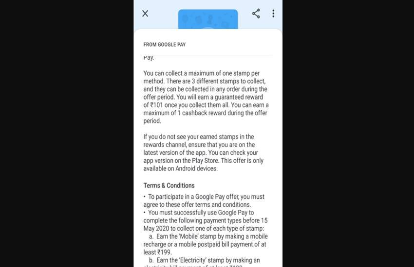 Google Pay Cashback Offer