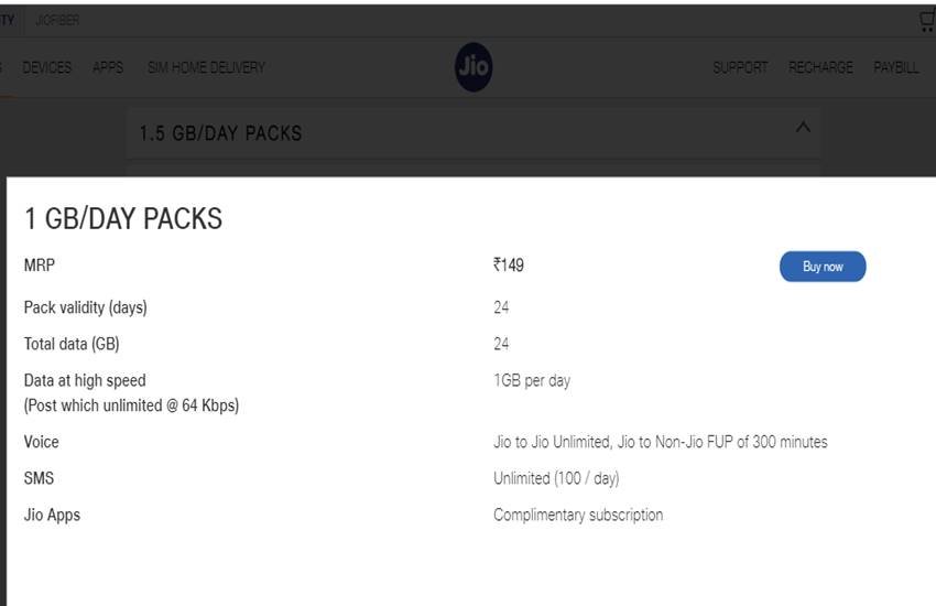 Reliance Jio prepaid plans
