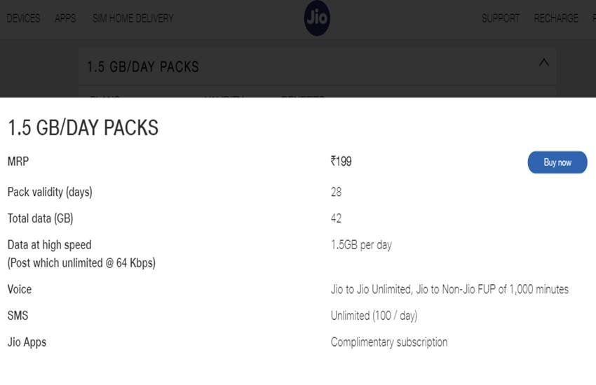 Reliance Jio prepaid plans