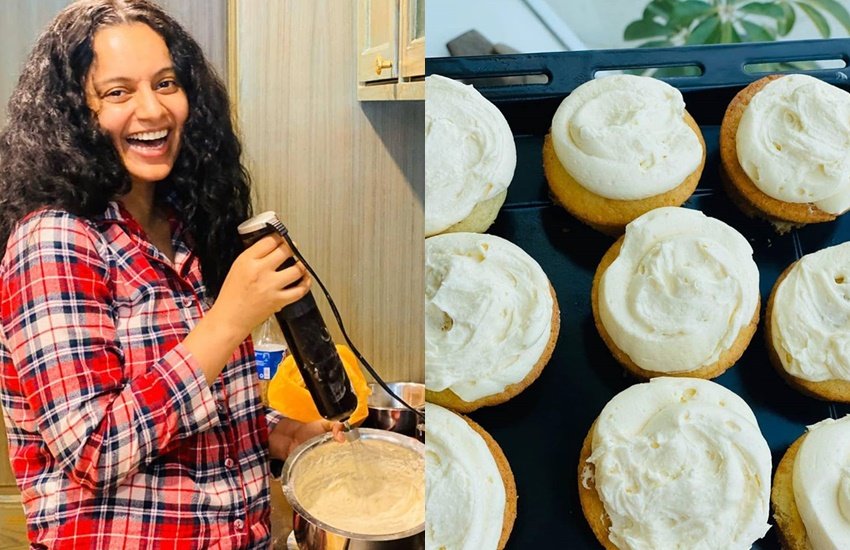 कंगना रनौत अपनी फैमिली के साथ मनाली वाले घर पर हैं। कंगना हाल ही में किचन में कप केक बनाती दिखीें।